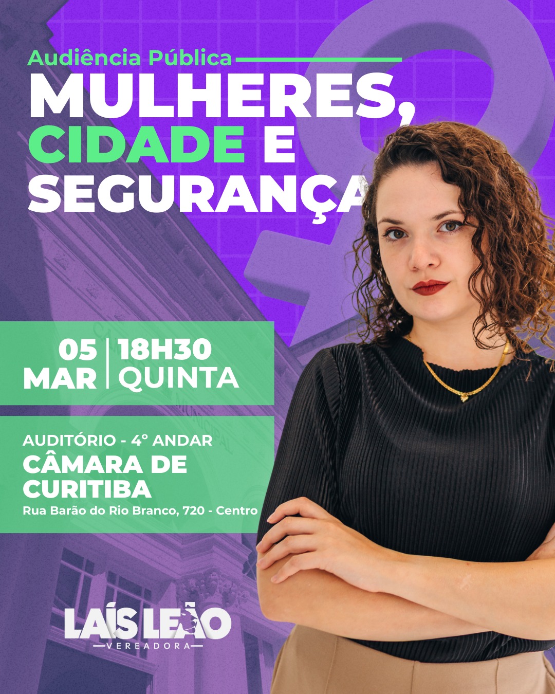Audiência pública na Câmara Municipal de Curitiba debate como as cidades podem ser mais seguras para as mulheres