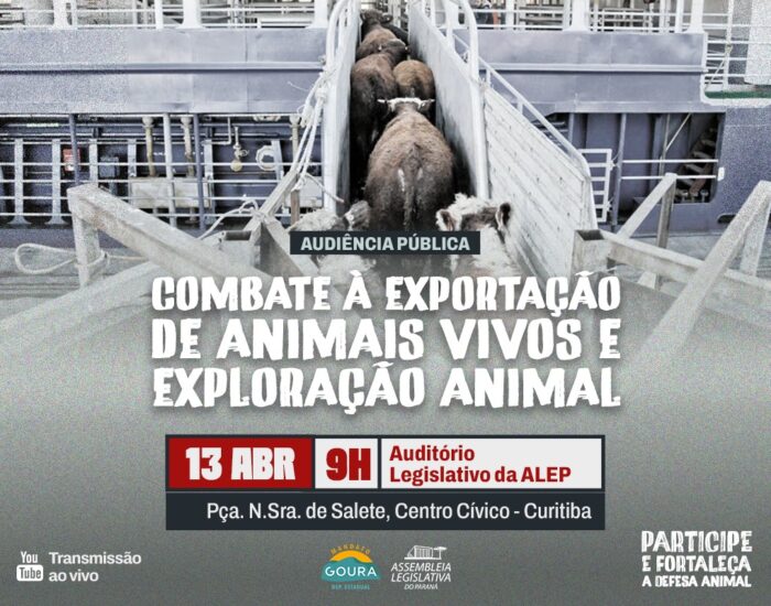 Alep realiza debate sobre exportação de cargas vivas e exploração animal no dia 13 de abril